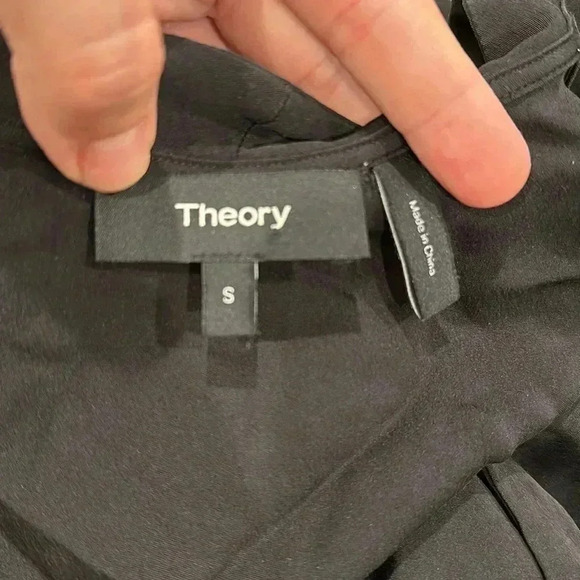 Theory Black Silk Faux Wrap Blouse Top Sleeveless Women Size S - Picture 4 of 5